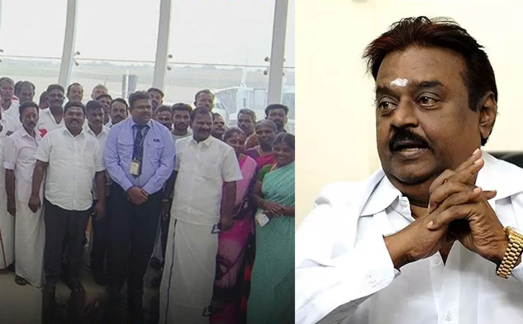 A Vijayakanth fan took 80 laborers to the Vijayakanth memorial at his own expense