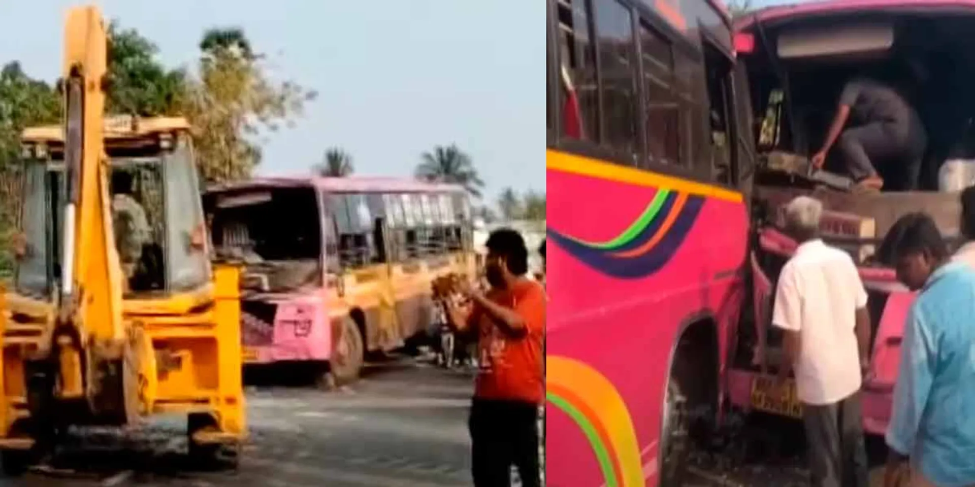 Head-on collision of buses; 18 people were injured