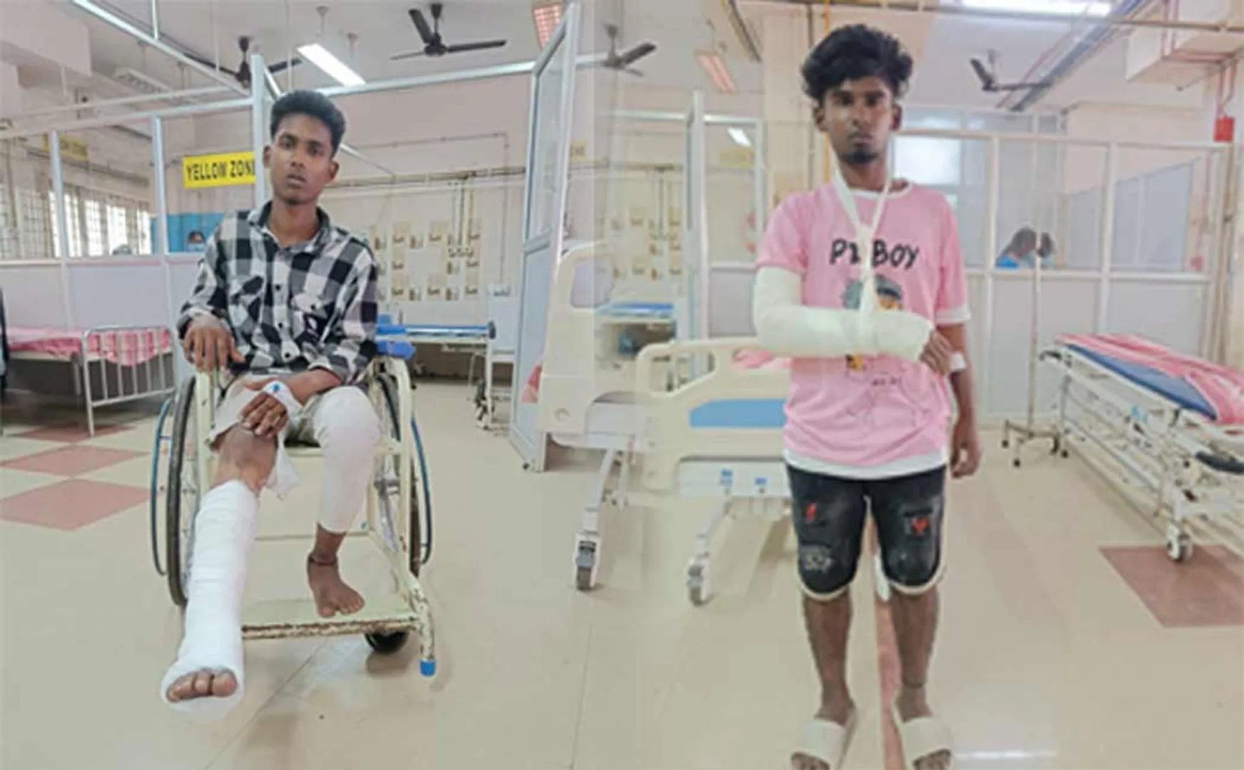 While 5 youths were arrested, 2 fell and broke their legs