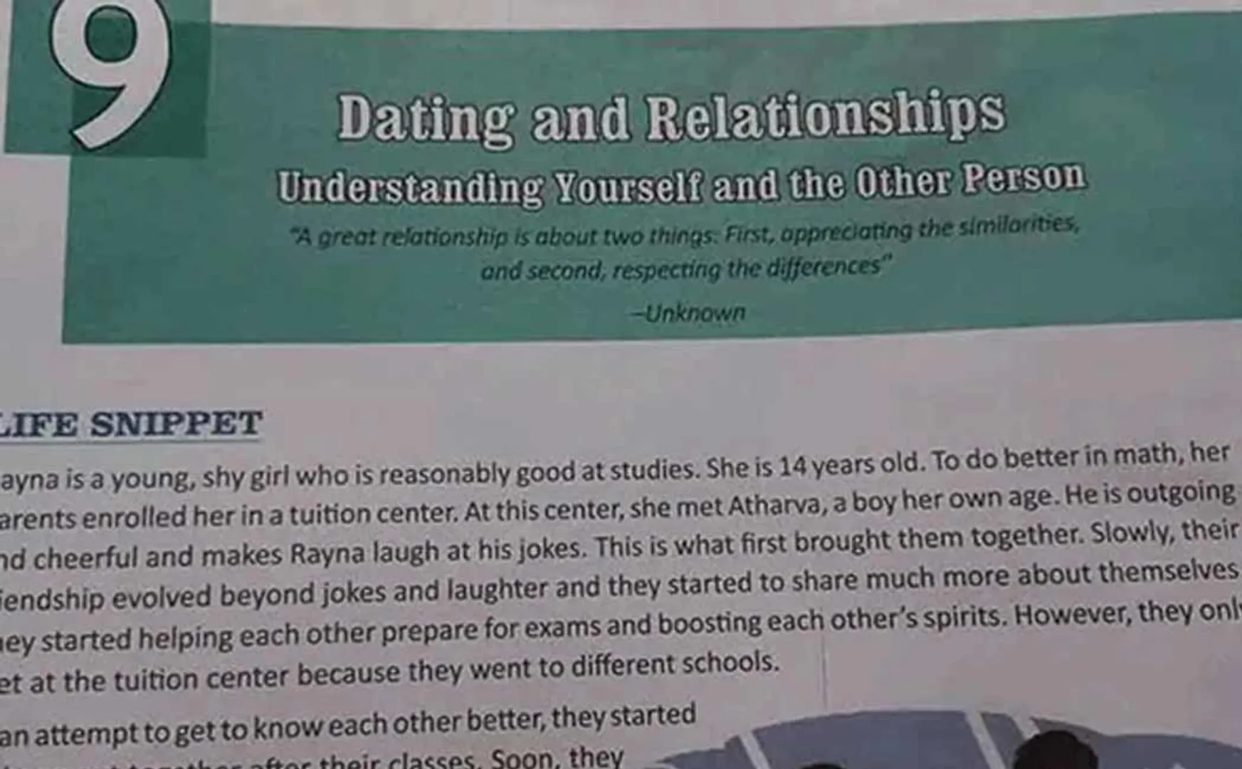 CBSE has explained the subject on dating in the class 9 textbook