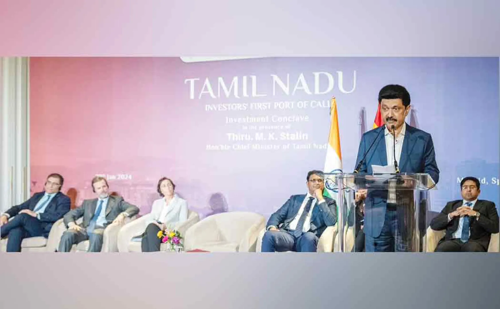 CM MK Stalin with investors in Spain