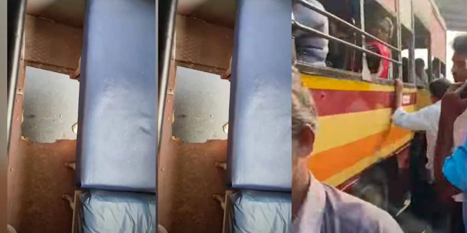 A sudden hole in a government bus; The female passenger who was dragged