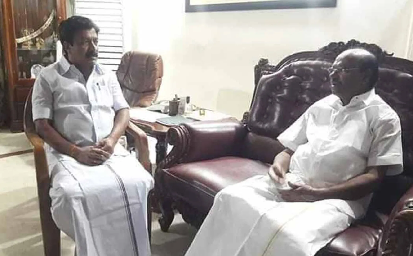 CV Shanmugam sudden meeting with pmk founder Ramadoss