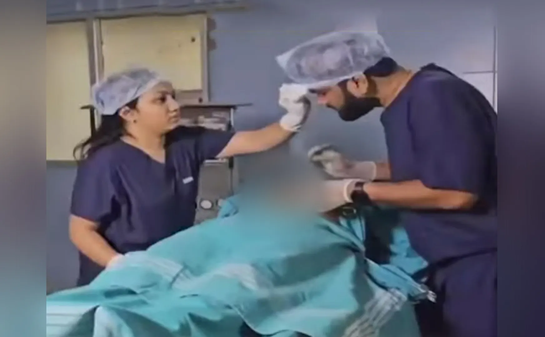 pre Wedding shoot in operation theater in government hospital in Karnataka 