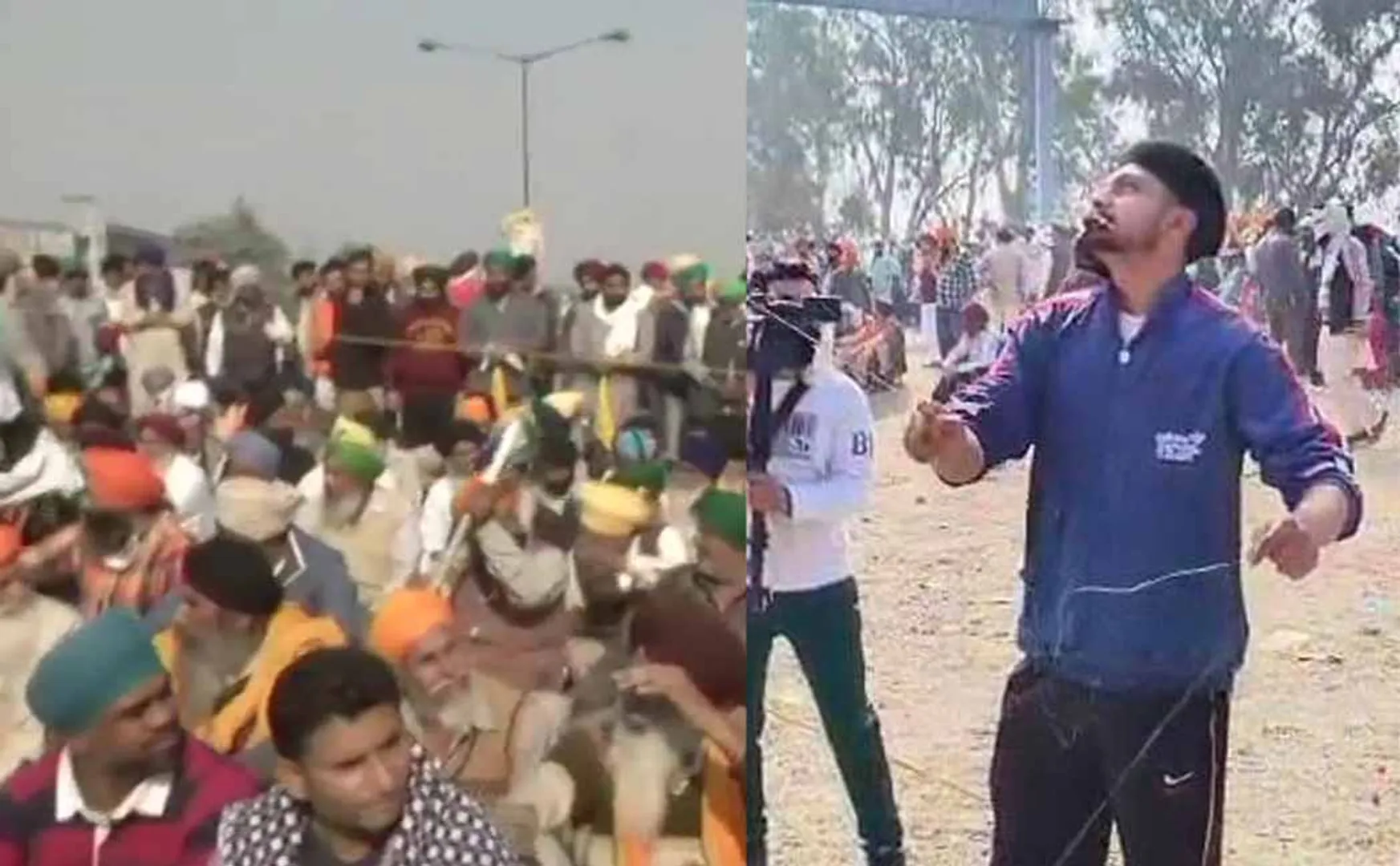 Police Flying Drones Farmers reaction with kite