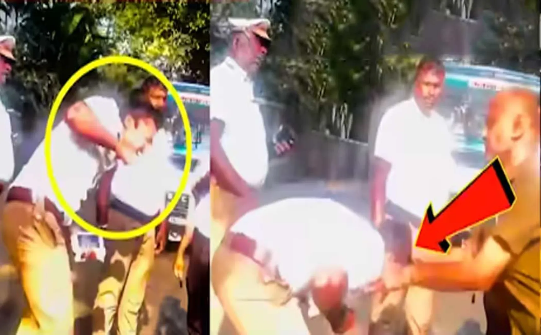auto driver and the police took turns beating
