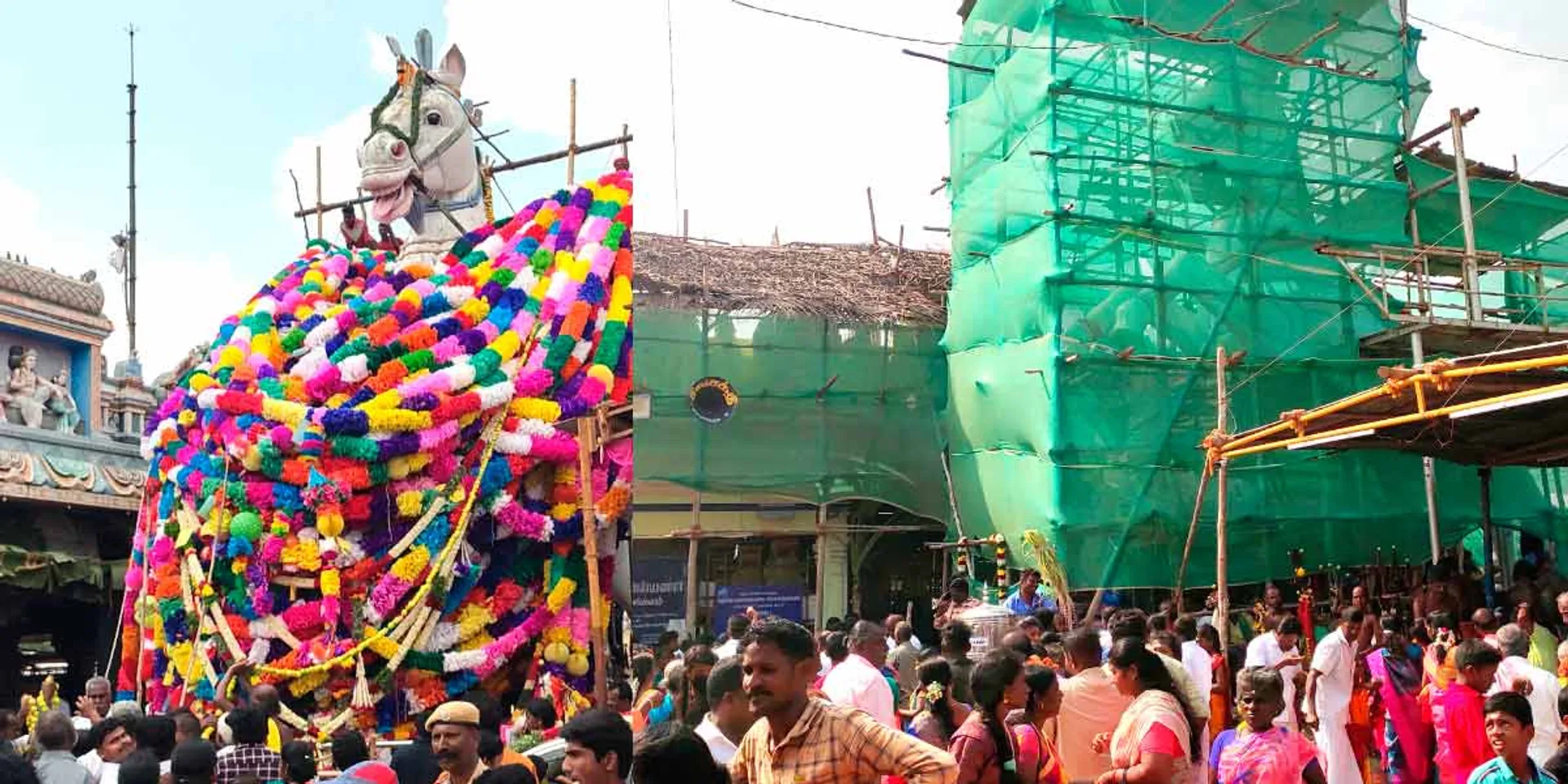 Masimag festival without garland for the horse statue! A lot of devotees!