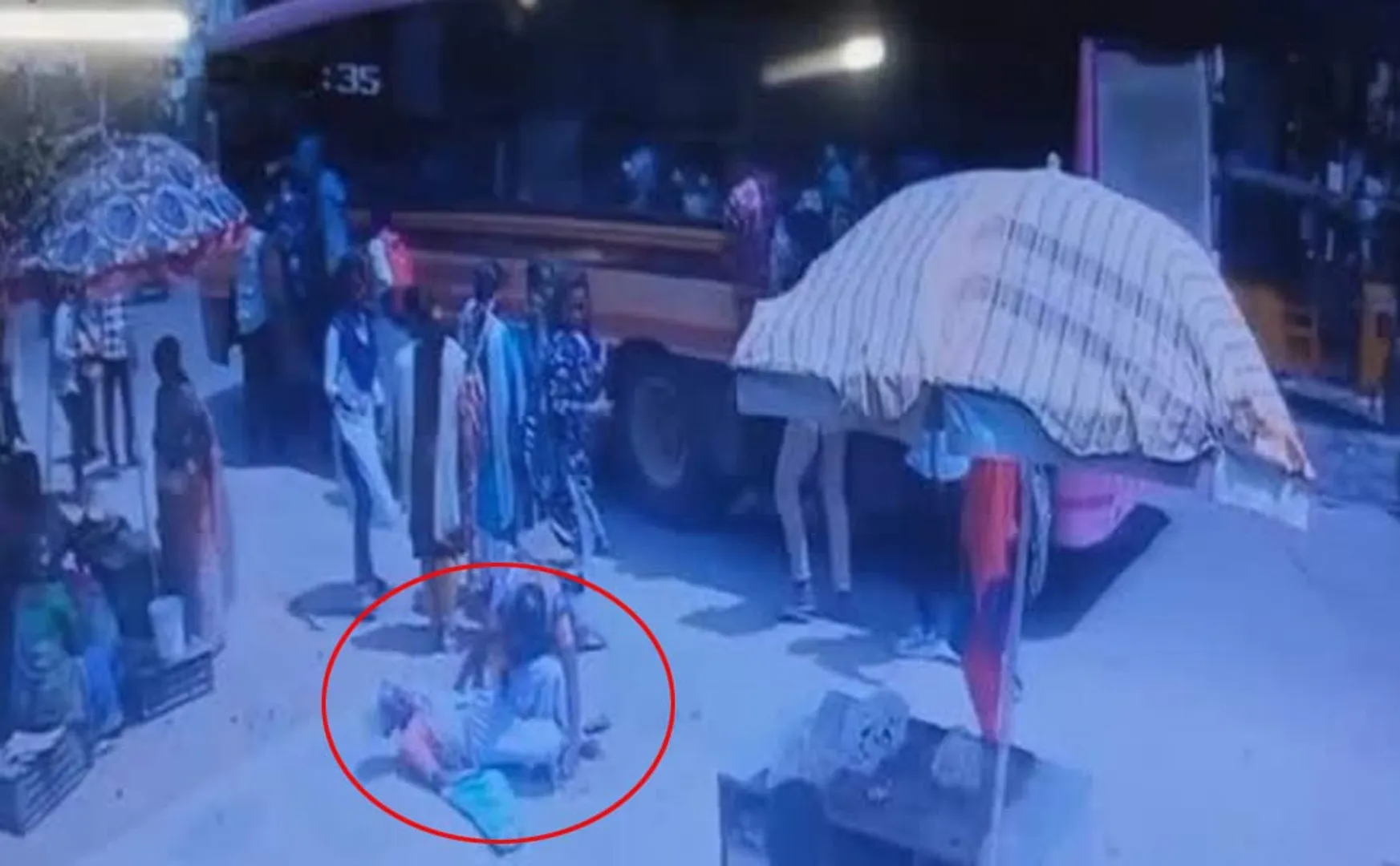 old woman fell down as the driver steered government bus before getting off