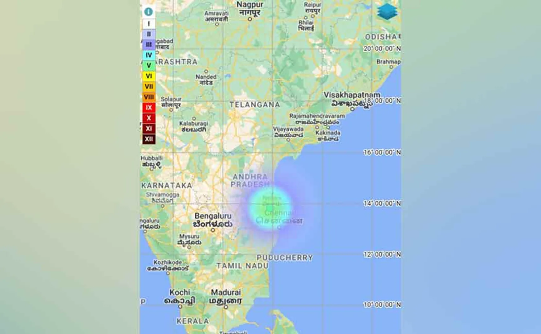 Earthquake near Chennai