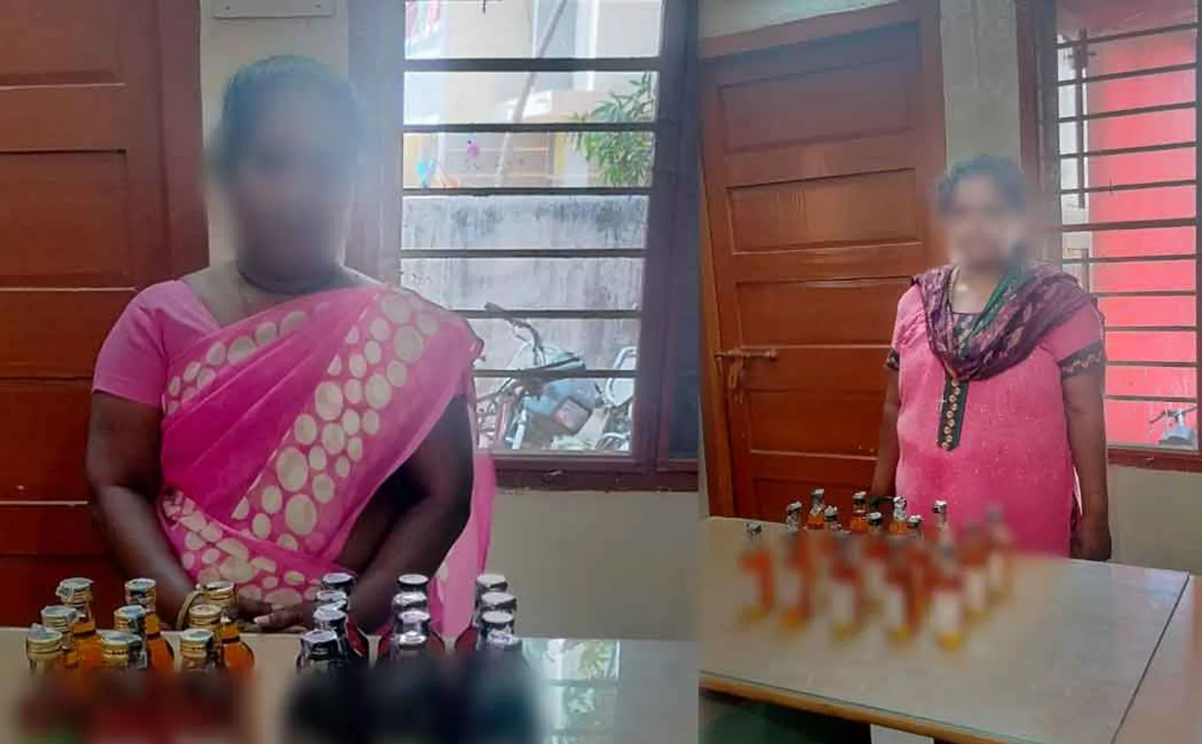    police arrested the women who sold liquor by hiding it at home.
