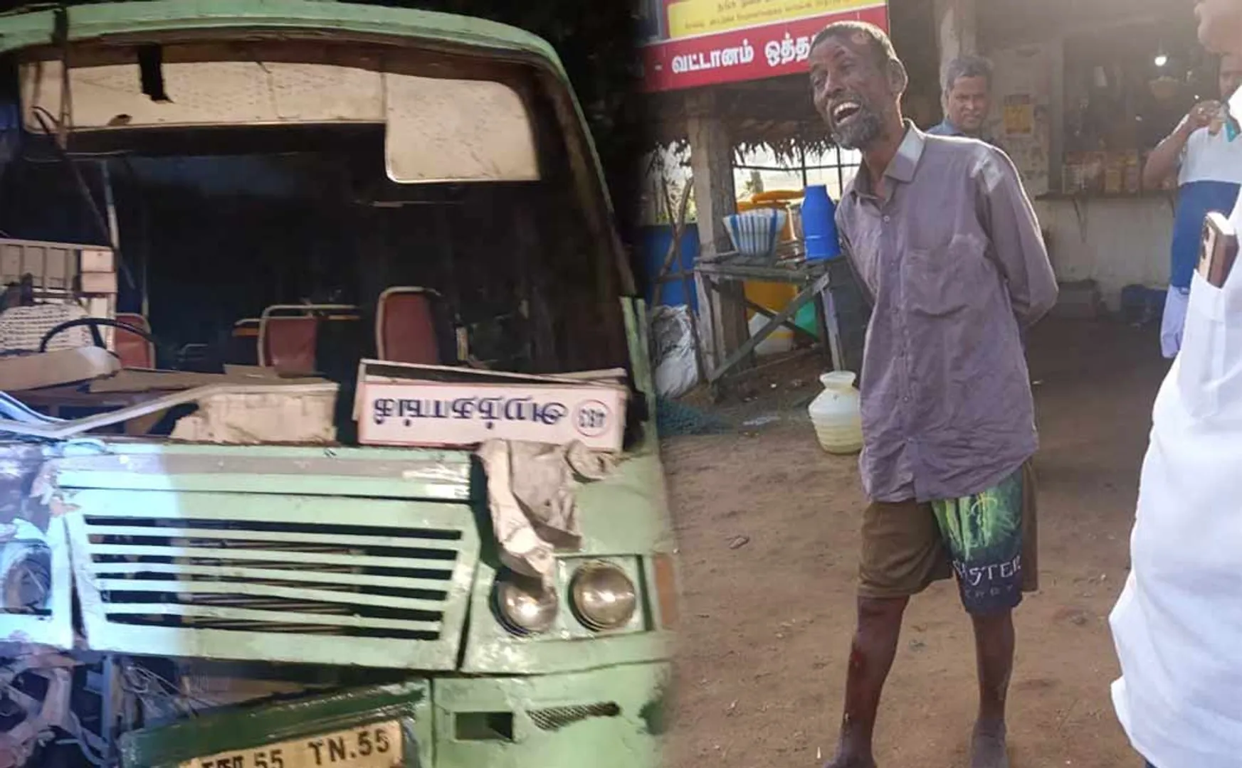 government bus hijacked from the workshop met with an accident