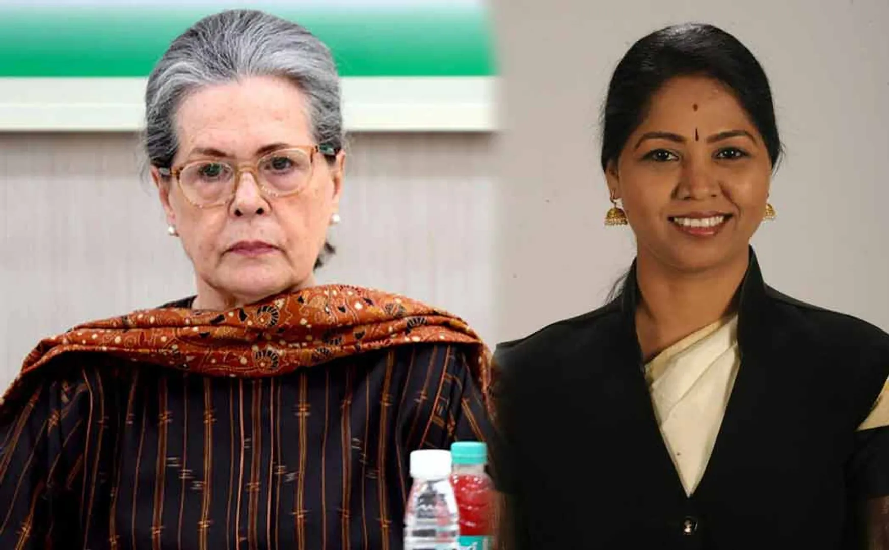 Congress has announced candidate sudha ramakrishnan who fire Sonia Gandhi portrait