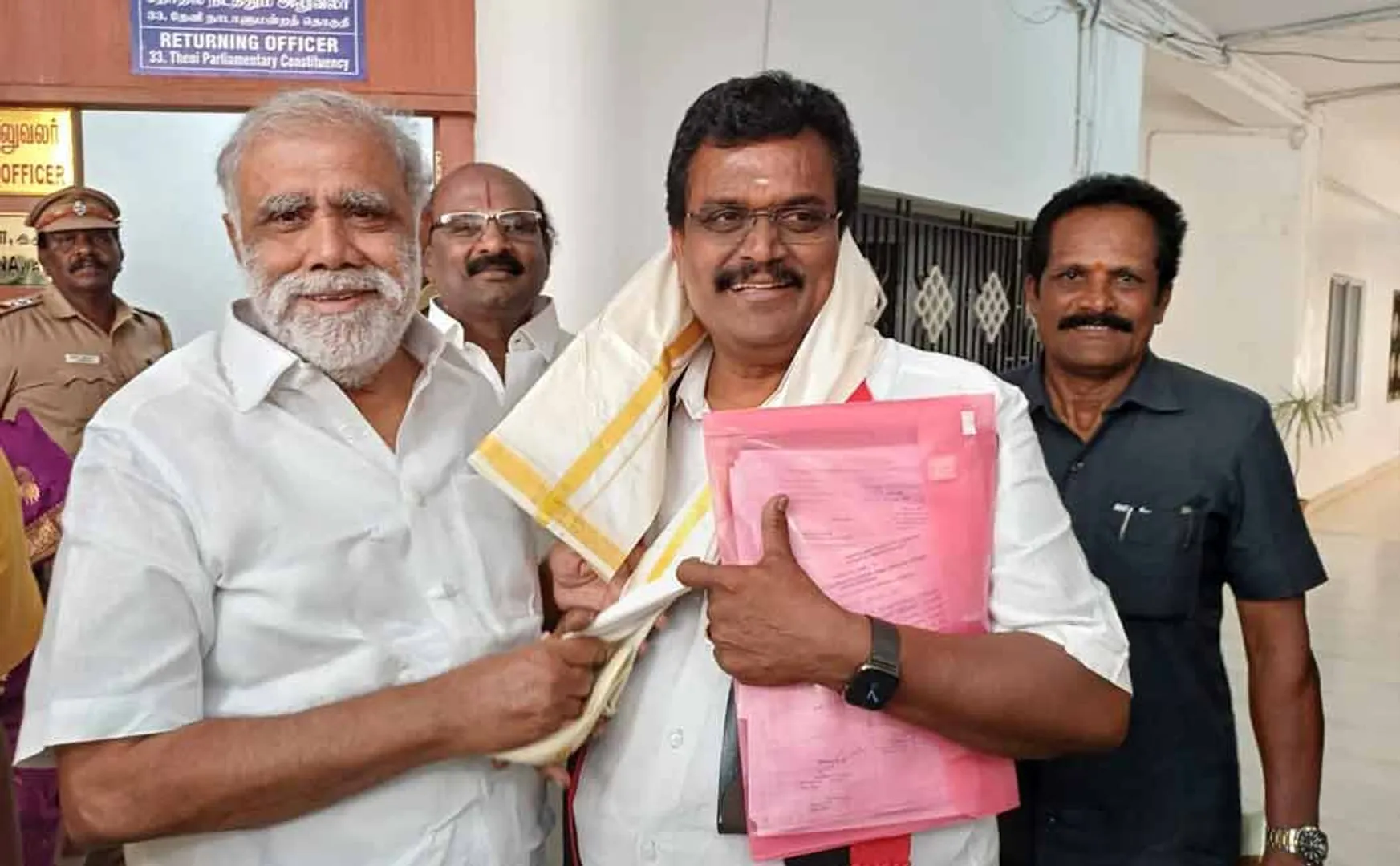 Minister I. Periyasamy congratulated Thanga Tamilselvan who filed his nomination  