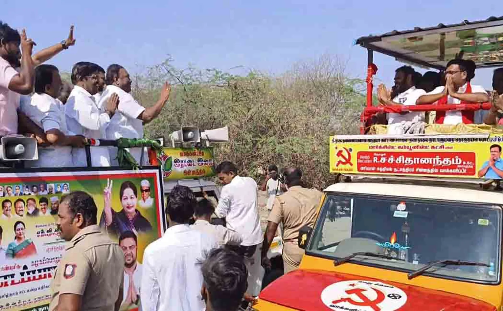 Interesting thing happened when Dindigul Srinivasan and CPM candidate campaigned