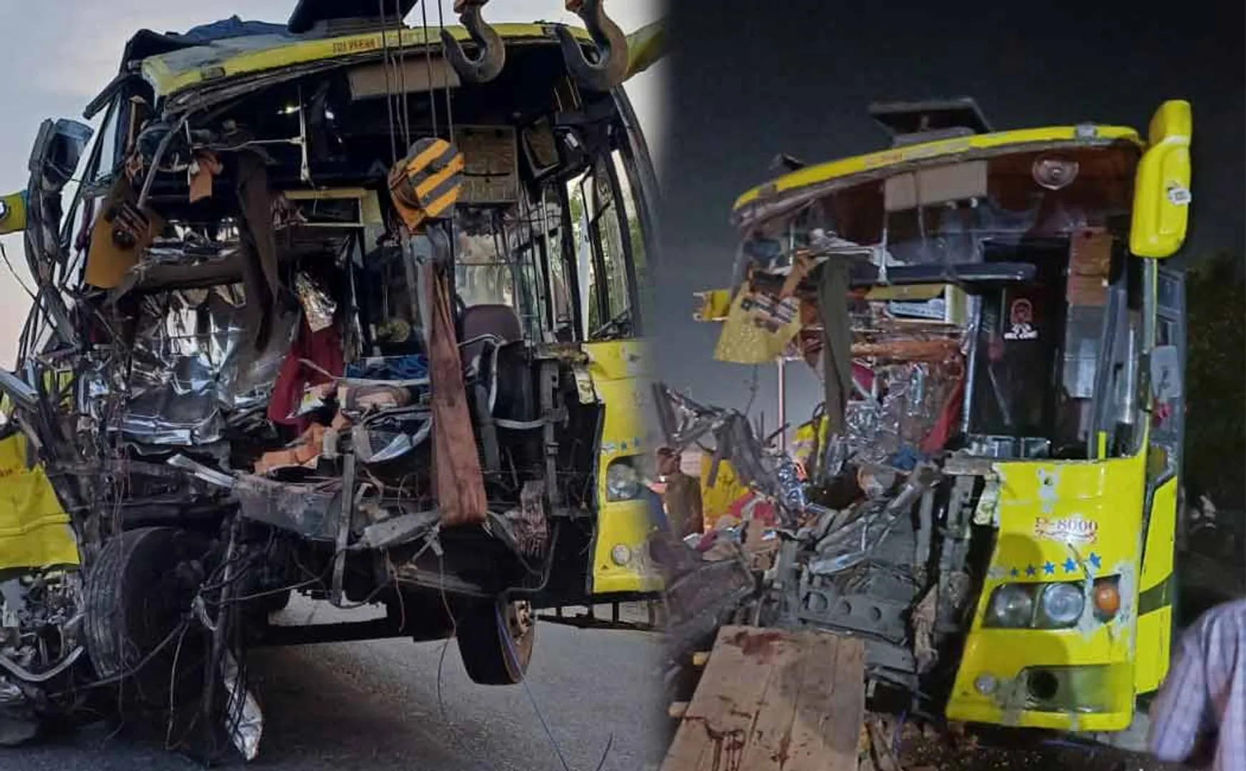 Omni bus collides with a lorry in Trichy