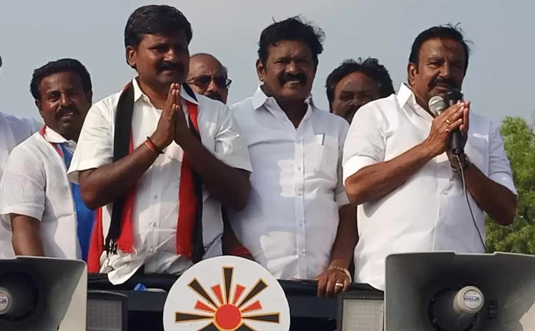 Minister KN Nehru campaign in support of DMK candidate Arun Nehru