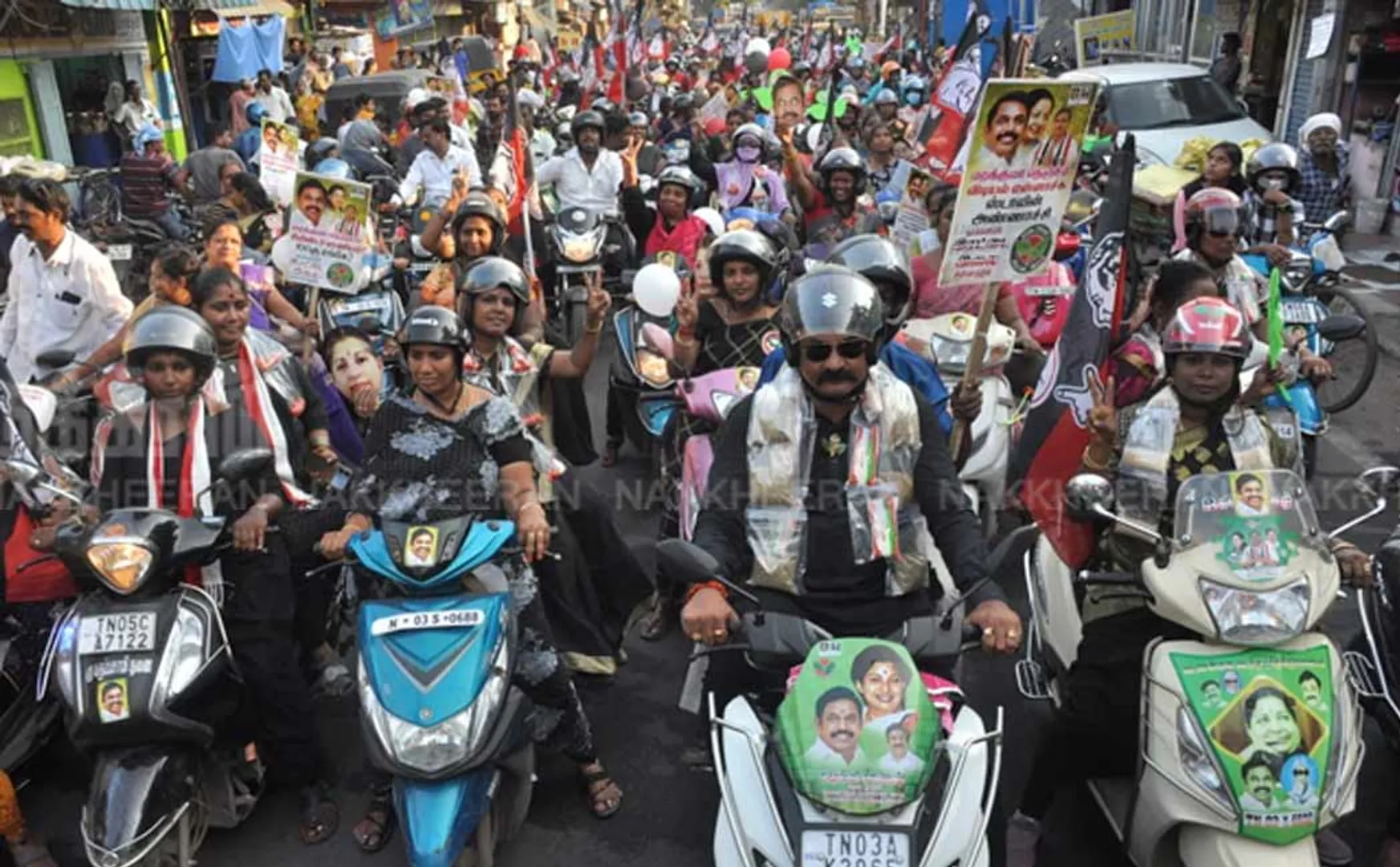 AIADMK bike campaign supporting the candidate in North Chennai constituency!