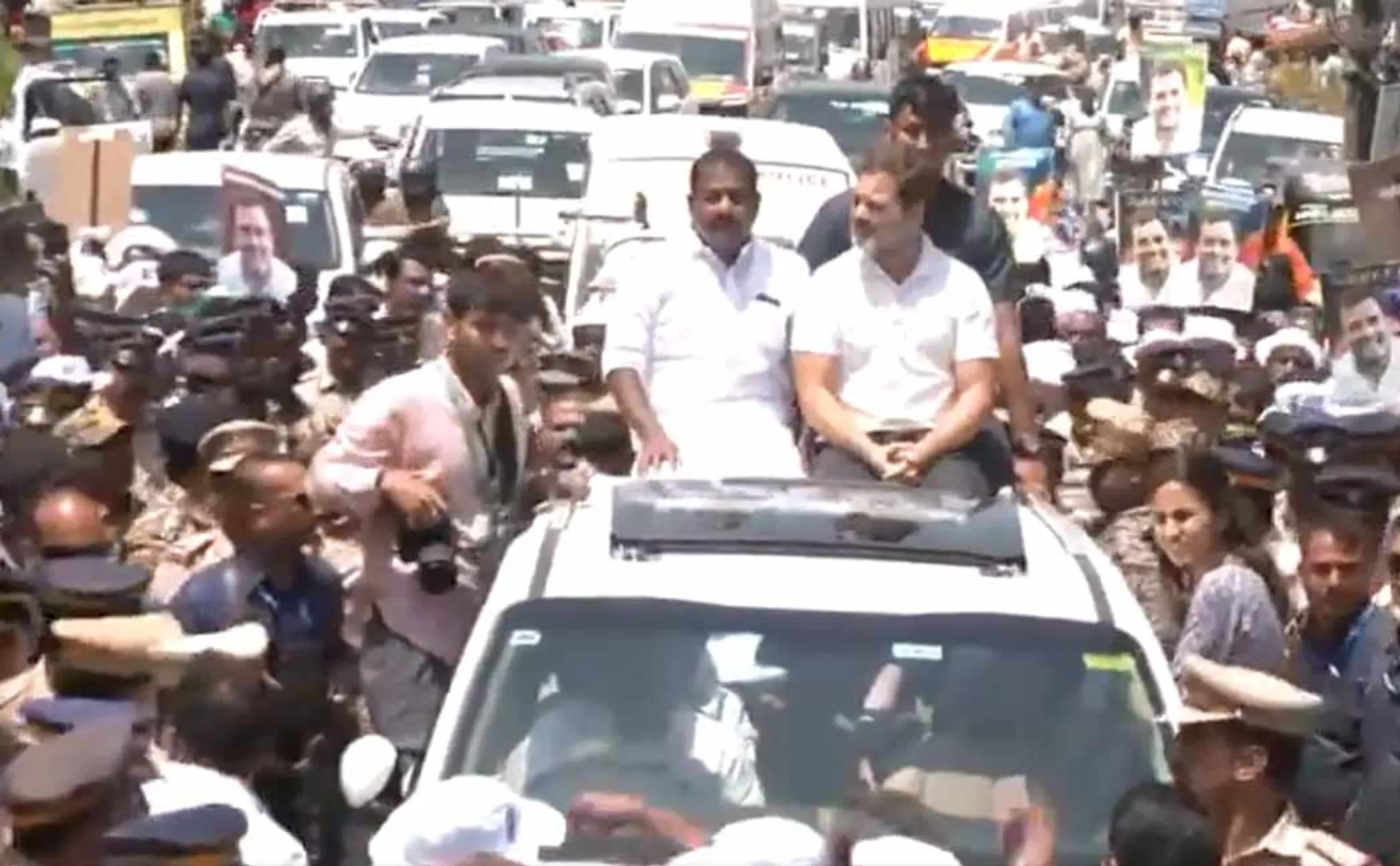 Rahul Gandhi road show in Wayanad