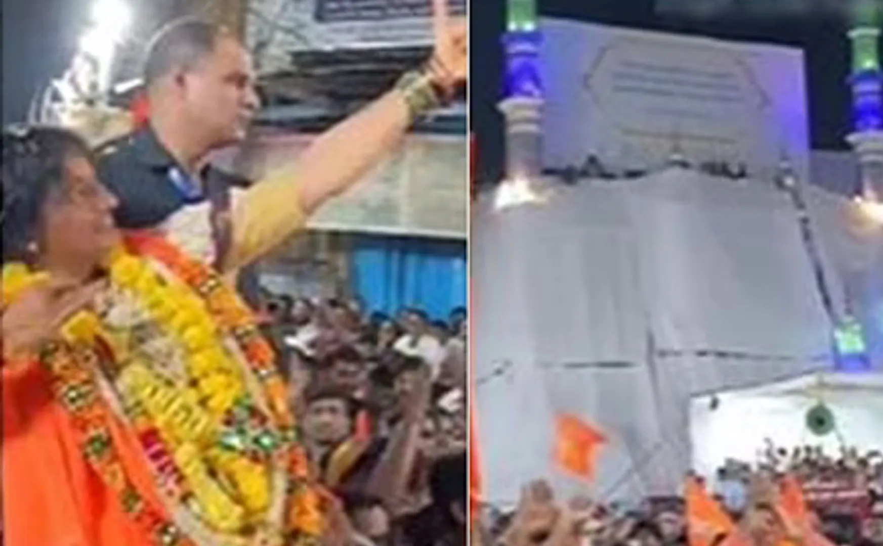 Controversial BJP candidate and Bow arrow towards the mosque in telangana