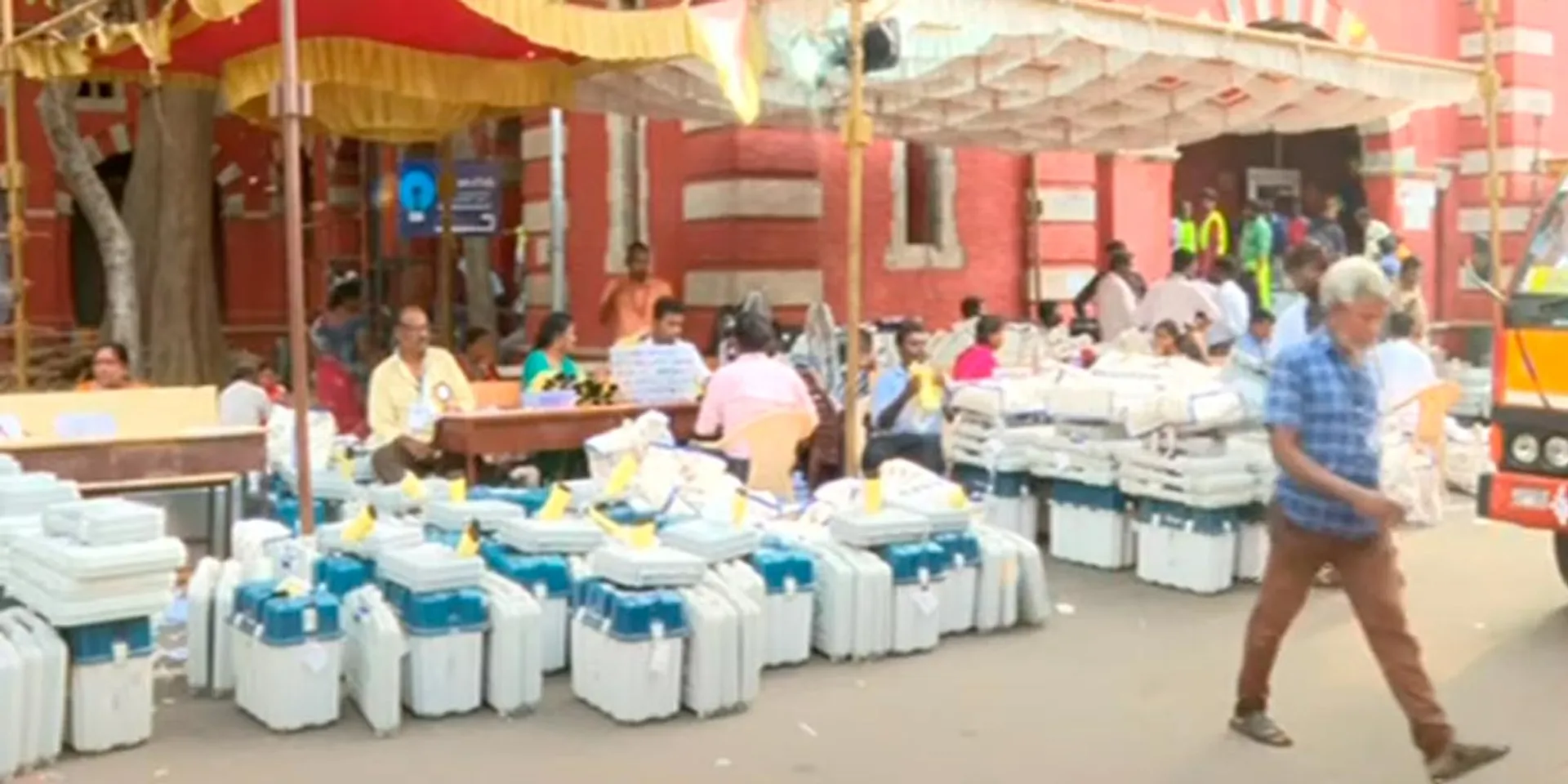 The area where the voting machines are placed in Chennai is declared as red zone