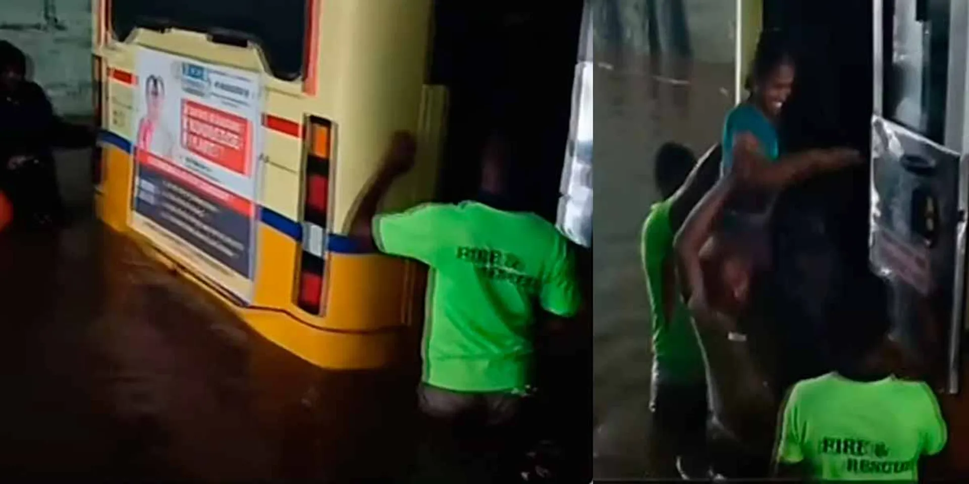 Bus stuck in railway tunnel; Passenger rescue