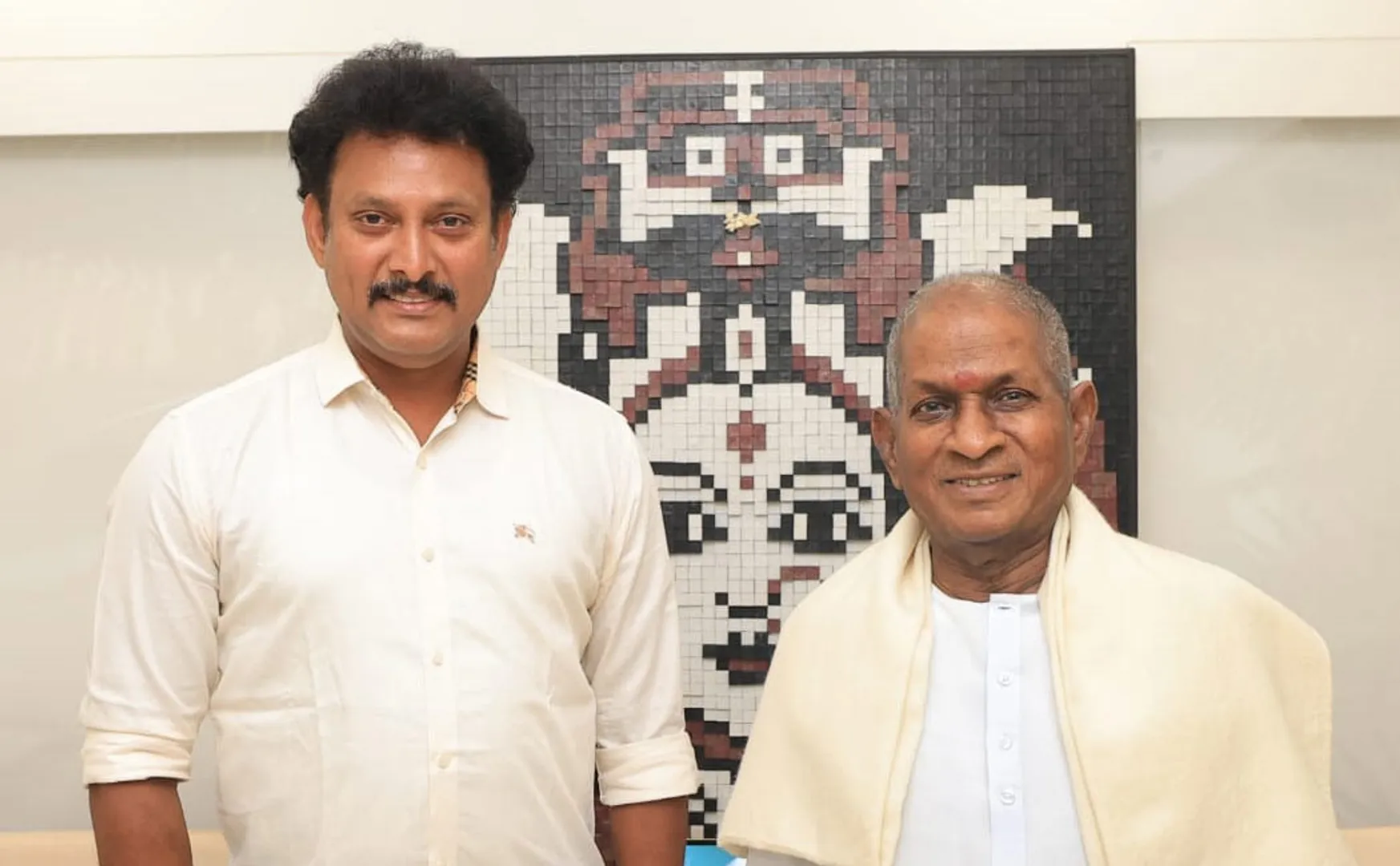 minister anbil mahesh meet ilaiyaraaja