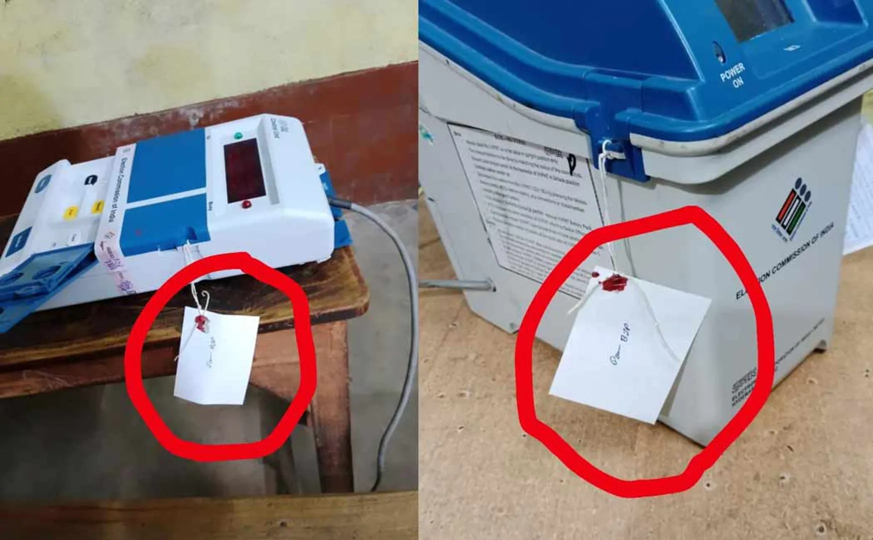 complaint given by Trinamool Congress for BJP tag on voting machines
