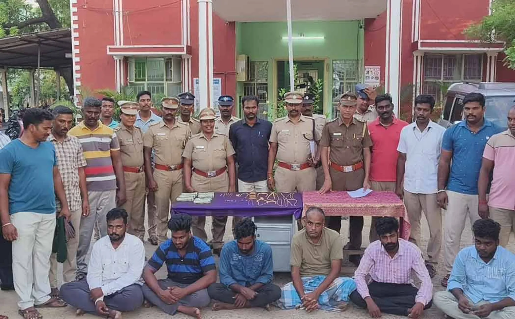 gang of robbers accompanied by a police escort