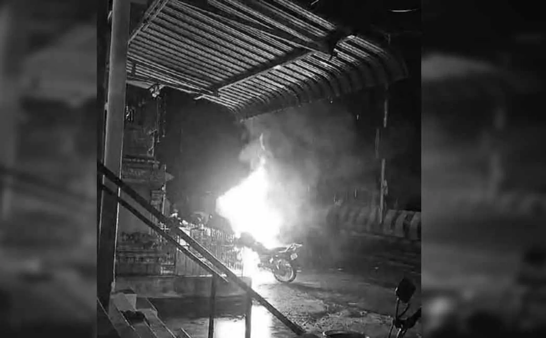 bike suddenly caught fire in Vellore