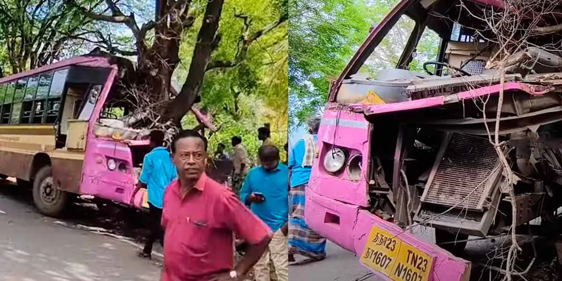 Govt bus crash into tamarind tree; More than 18 people were injured