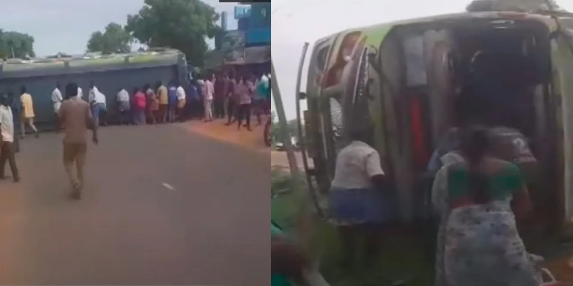 Private bus overturned accident; 20 people were injured