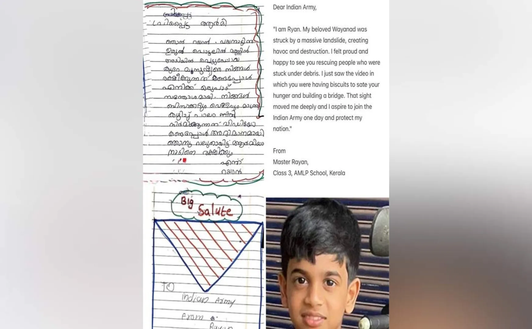 3rd class student's emotional letter to Indian Army