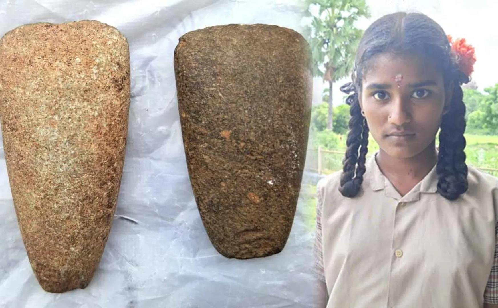 8000-year-old neolithic hand axe found in search of government school girl