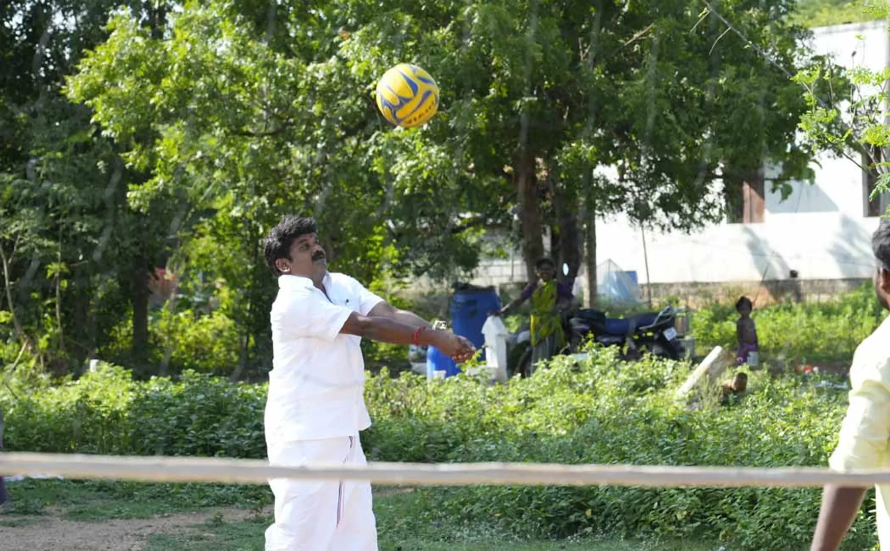 Former minister Vijayabaskar played volleyball with the youth