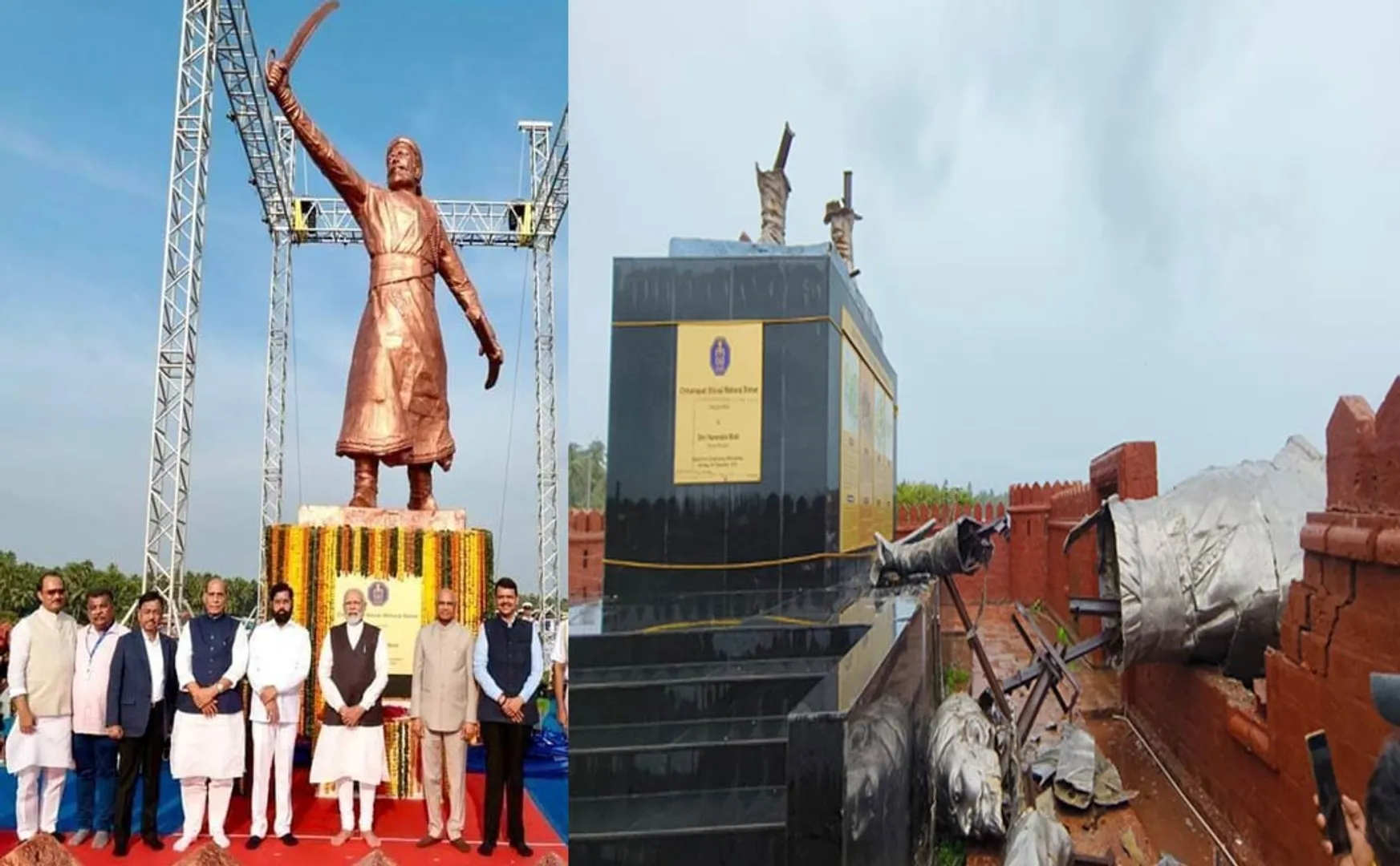 The statue of Chhatrapati Shivaji inaugurated by Prime Minister Modi is broken and destroyed