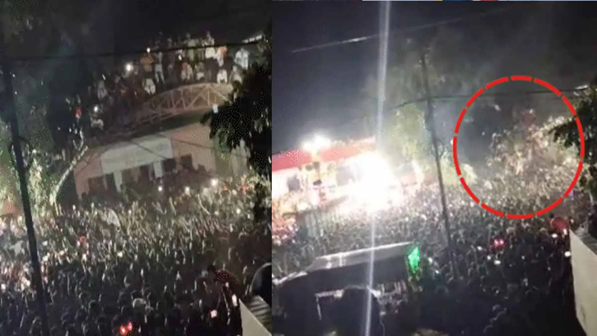 A crowd to watch the orchestra at the festival; 100 people were injured when the balcony collapsed