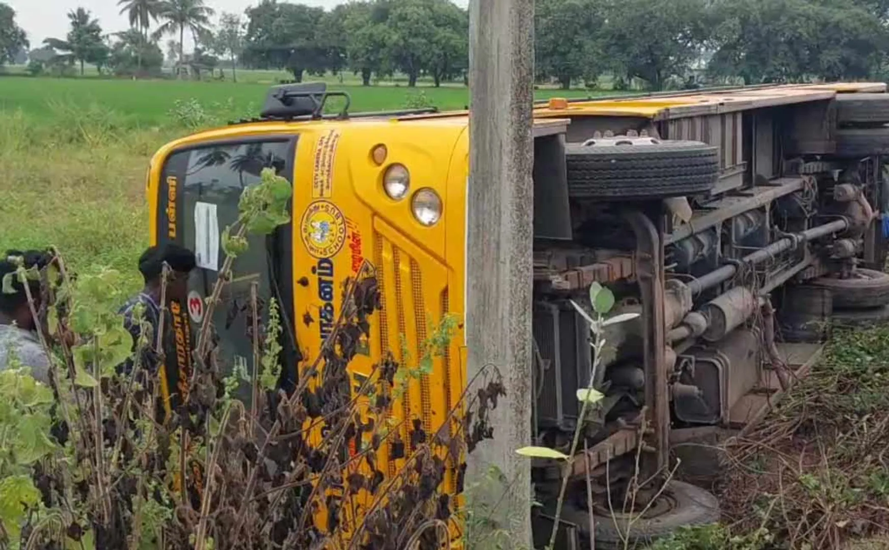 Private school bus overturned accident