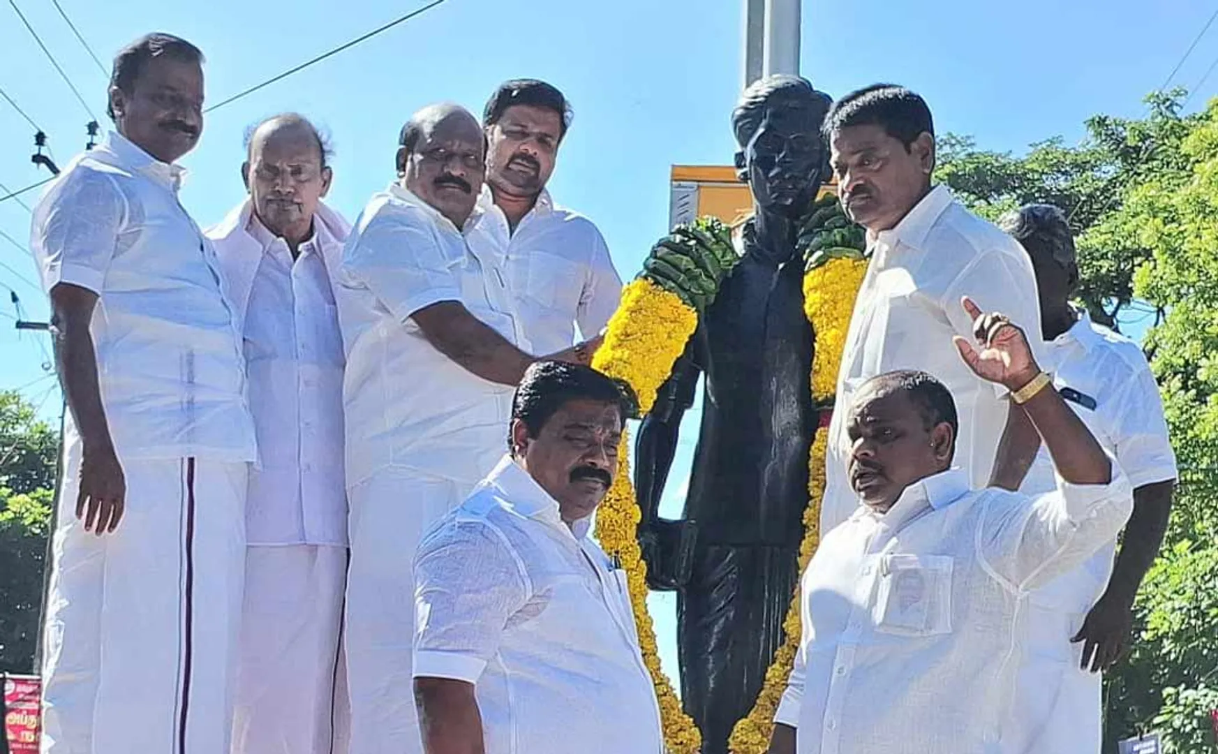 higher education Minister garlanded the statue of language war martyrs Rajendran!