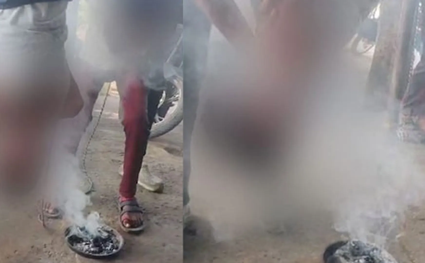 A 14-year-old boy was hanged upside down by a cruel gang in madhya pradesh