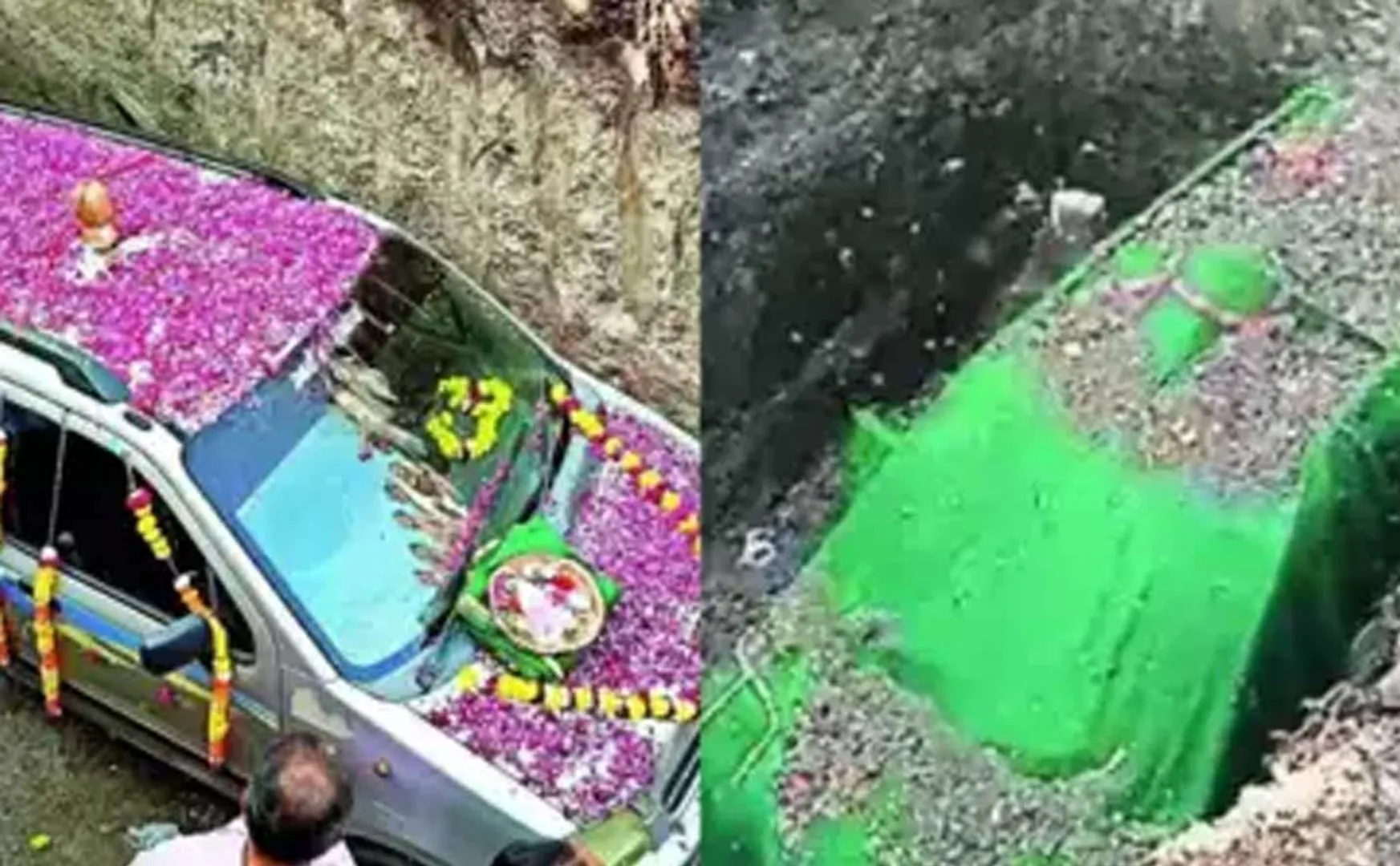 The strange act of the businessman who buried the car with rituals in gujarat