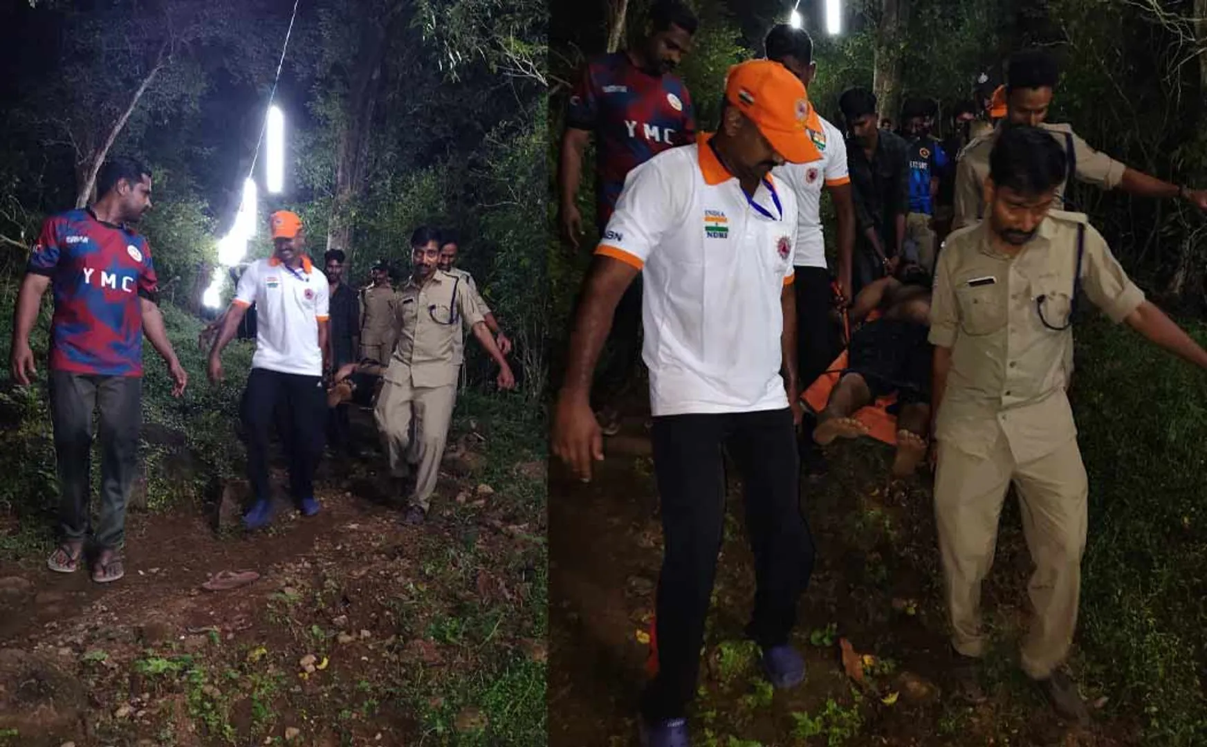 Police  helping young man who went to visit Lord Ayyappa and suffer muscle cramps
