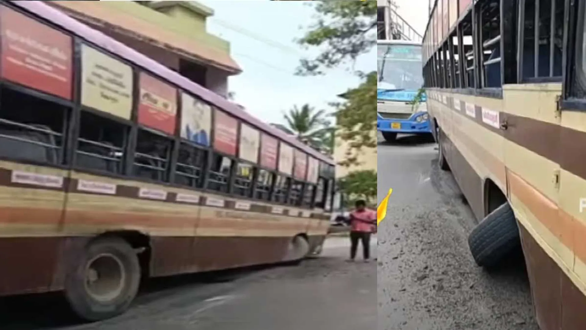 The bus broke its axle during the journey; Passengers escaped due to low speed