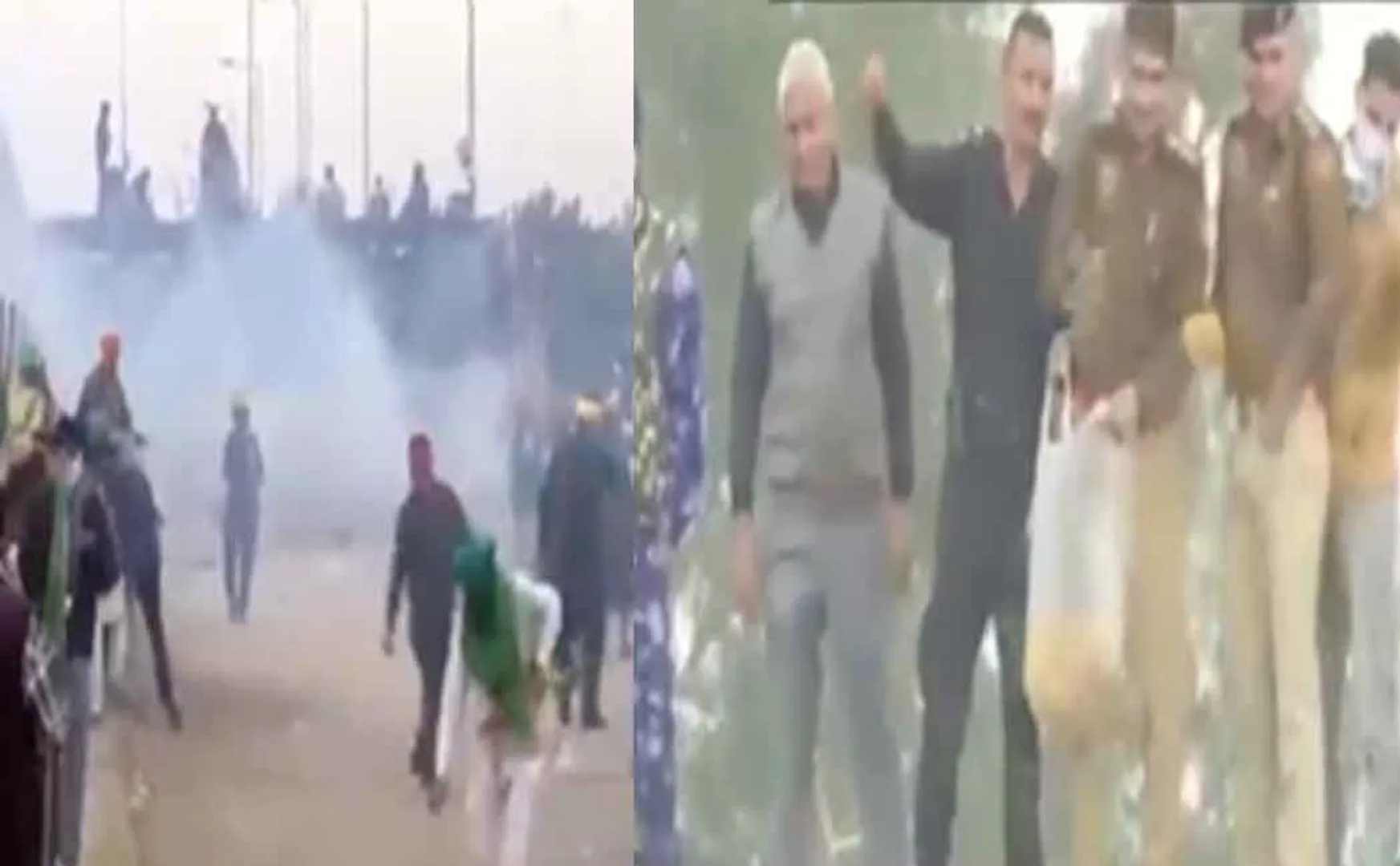 The police sprinkled flowers on the farmers in the midst of the incident