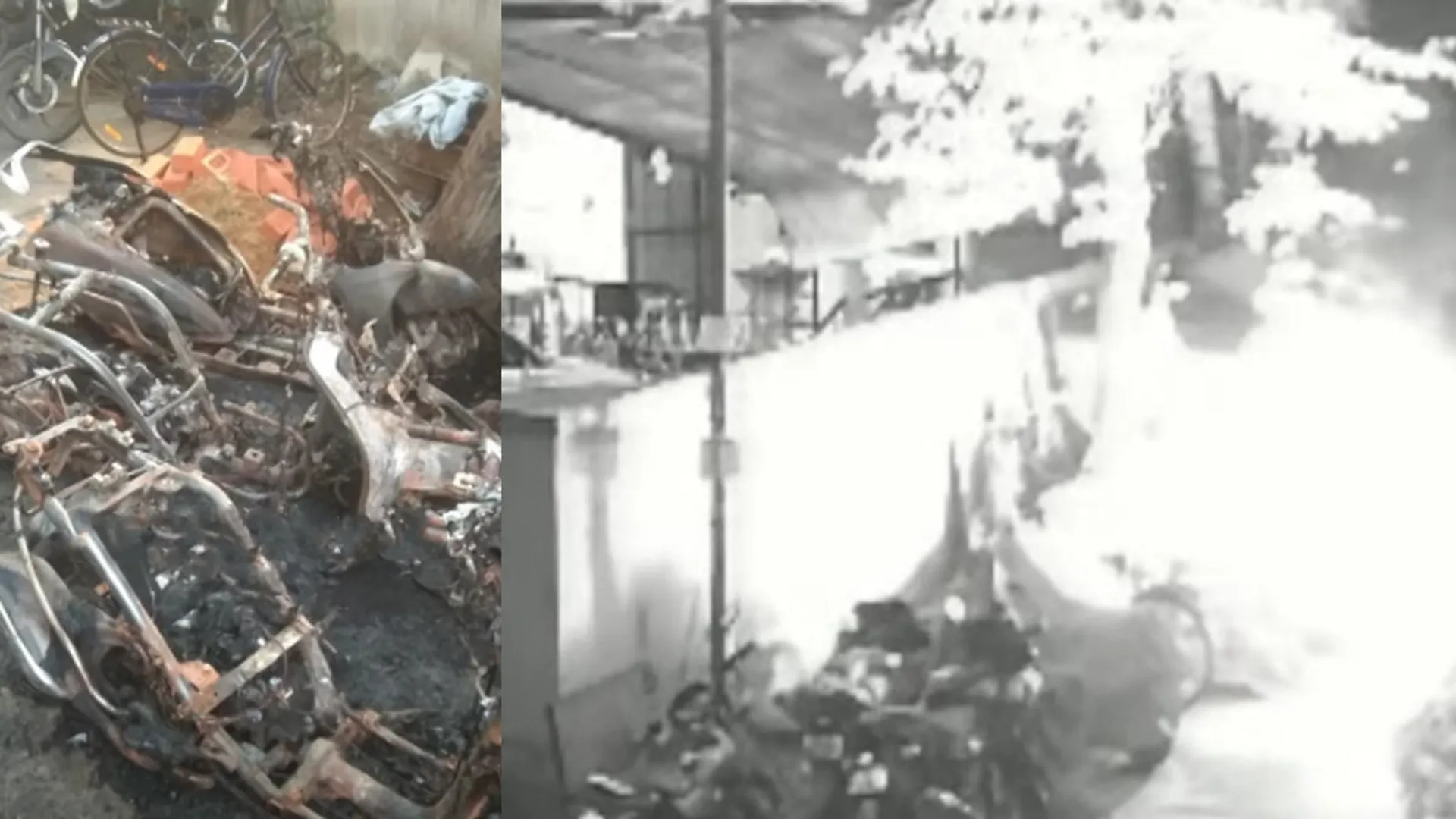  Renter sets fire to two-wheelers-shocking scenes outside