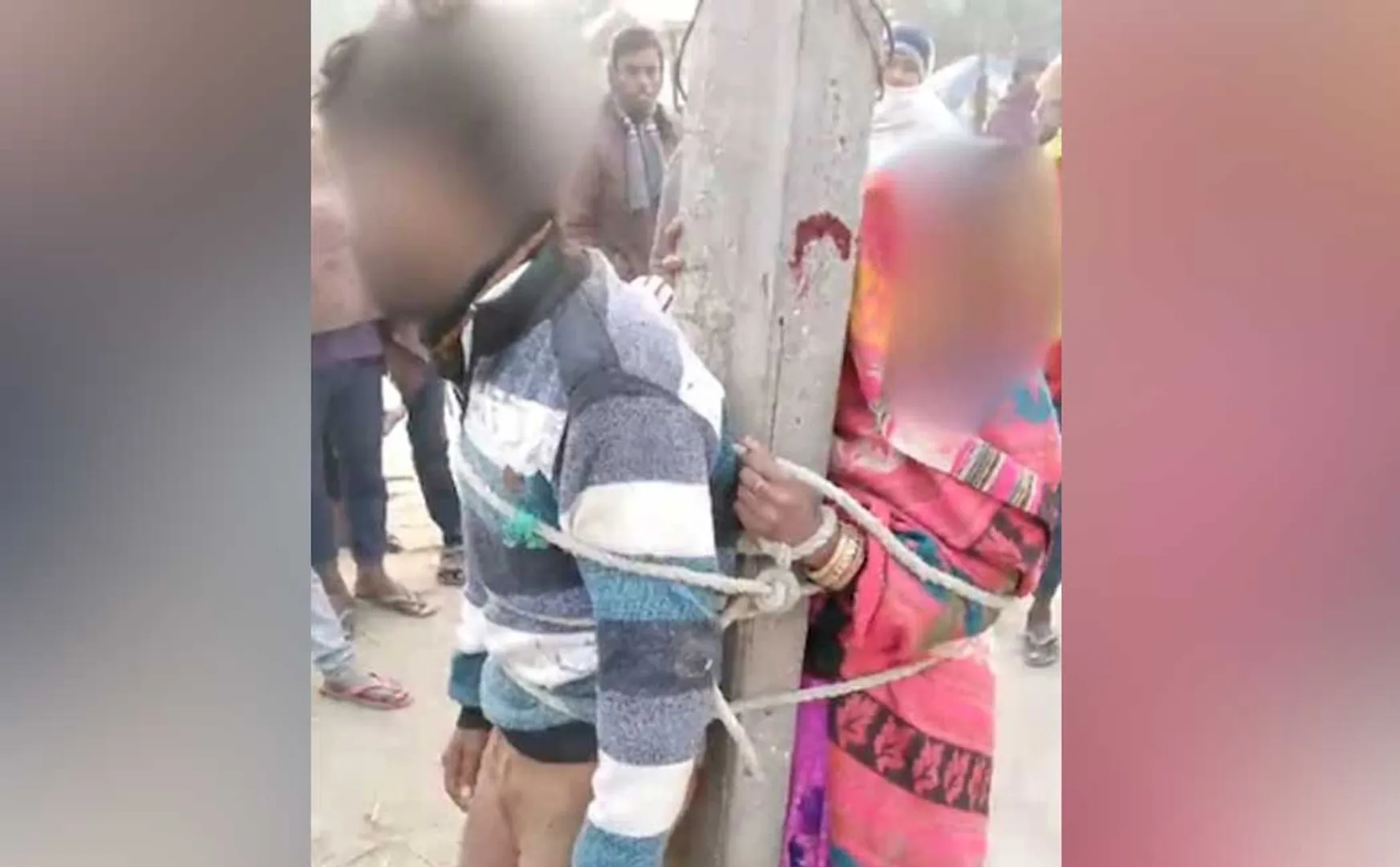 Villagers beat lovers by tying them to poles in bihar