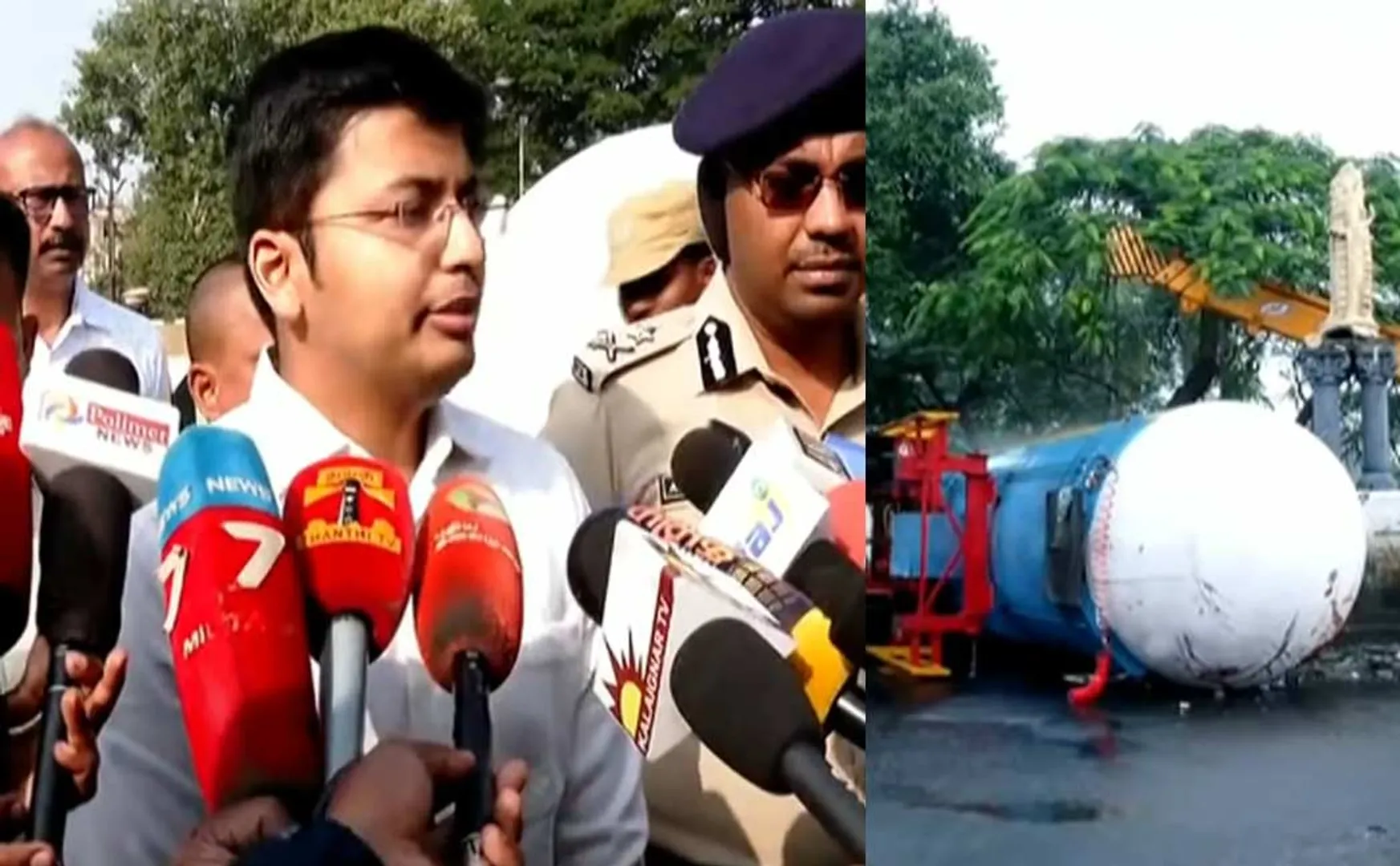 Tanker accident; Action to evacuate people up to a kilometer distance