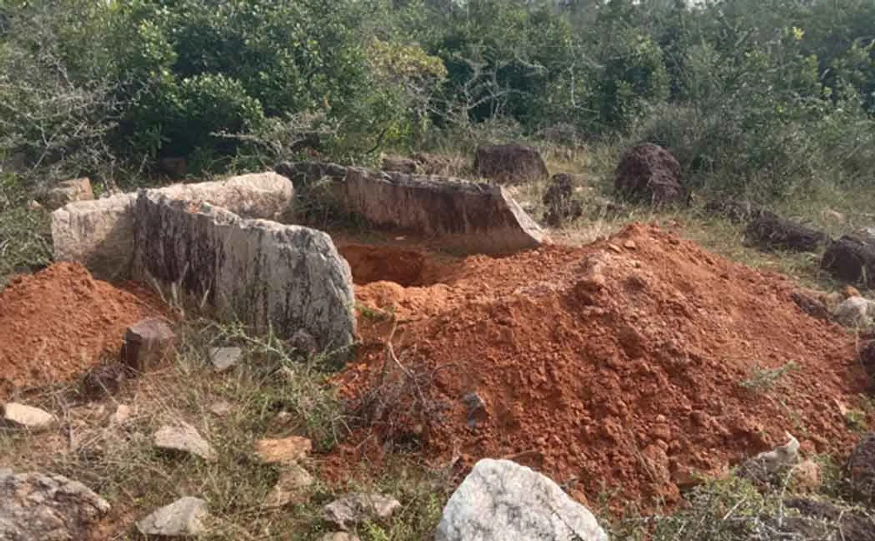 Treasure thieves damaging Neolithic symbols