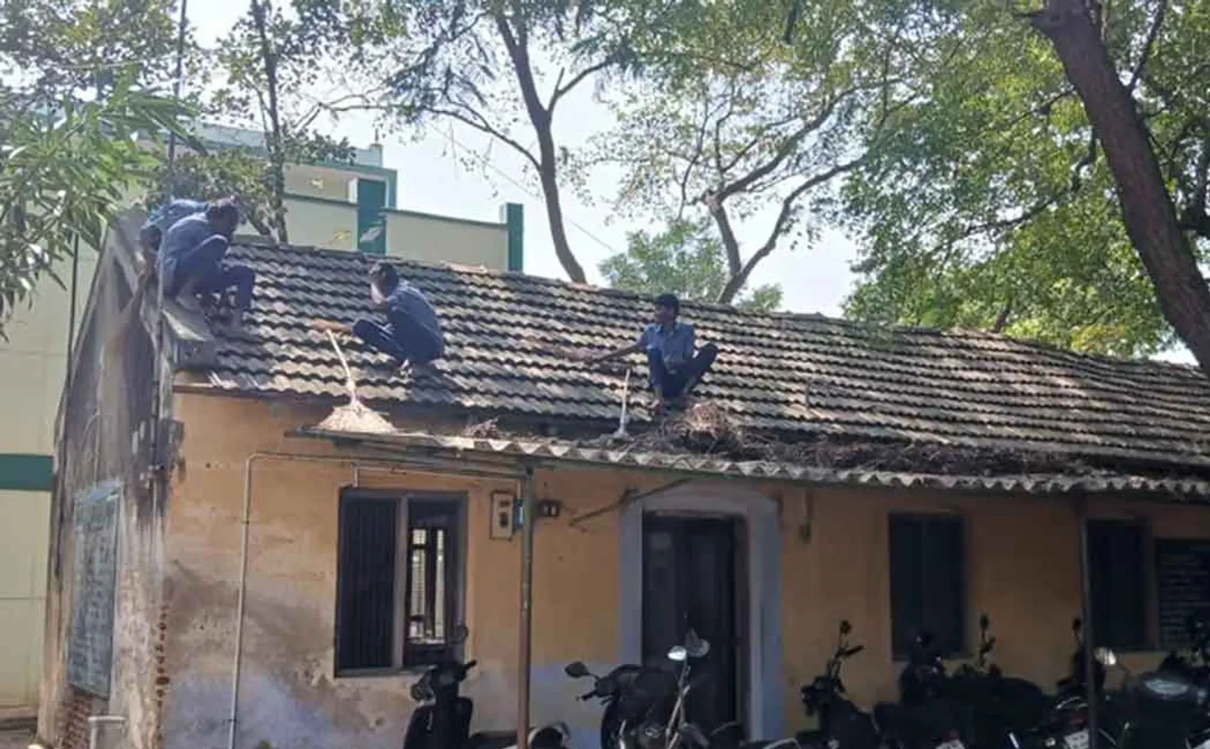 Students cleaning a government school in erode