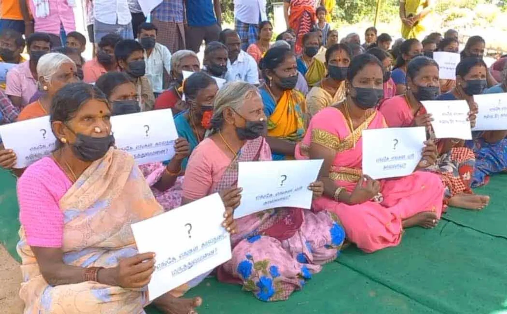 Villagers Struggle wearing black masks and Gram Sabha boycott in vellore