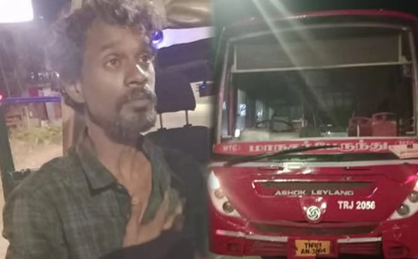 young man hijacked a govt bus after dispute with  conductor chennai